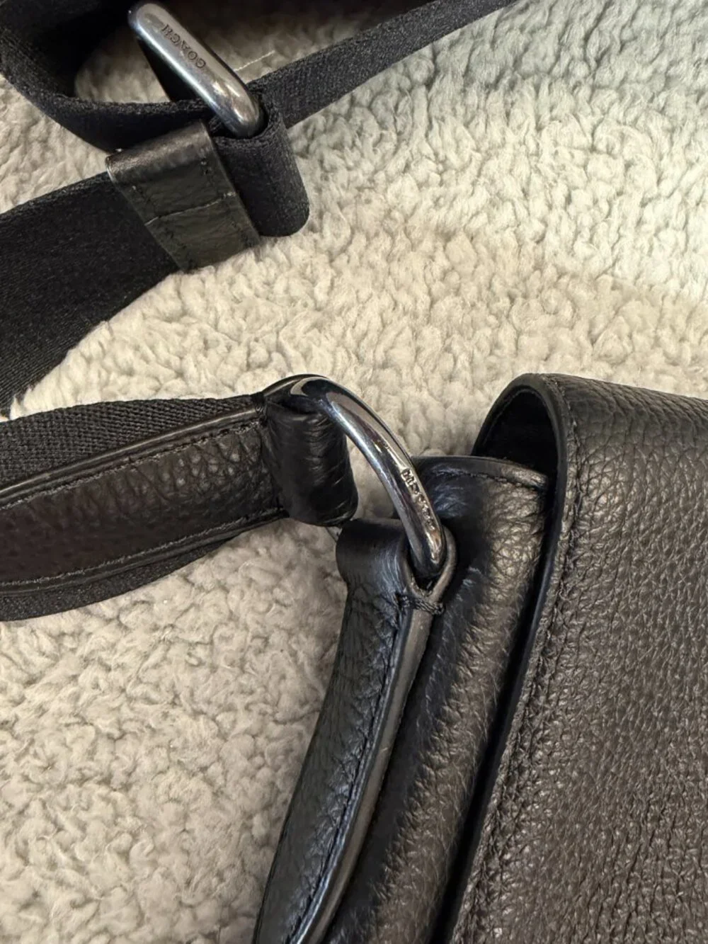 COACH Houston Leather Messenger Bag Black